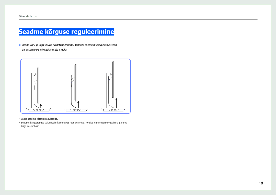 Samsung LS27B971DS/EN, LS27B970DS/EN manual Seadme kõrguse reguleerimine 