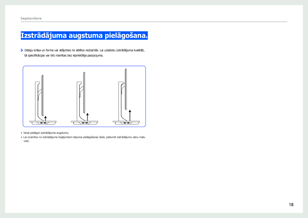 Samsung LS27B971DS/EN, LS27B970DS/EN manual Izstrādājuma augstuma pielāgošana 