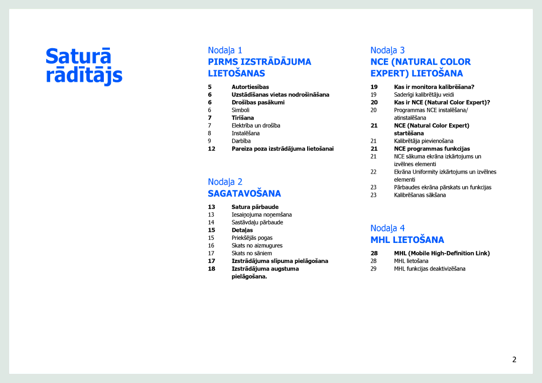 Samsung LS27B971DS/EN, LS27B970DS/EN manual Saturā Rādītājs 