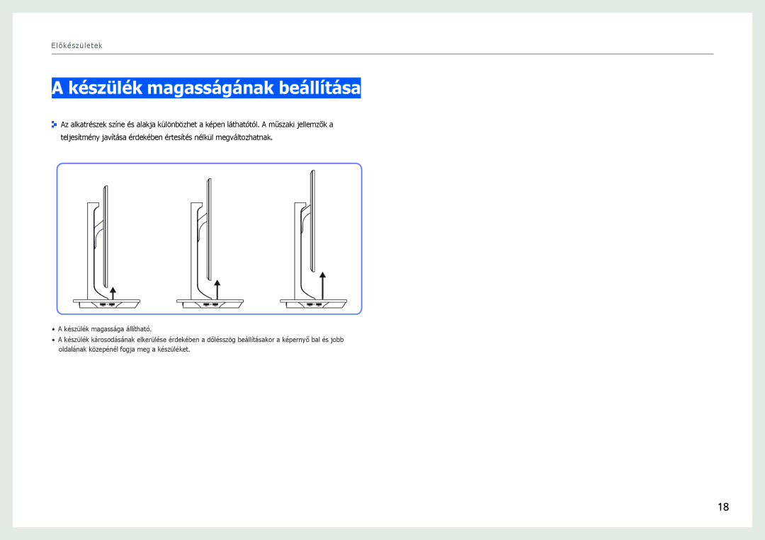 Samsung LS27B971DS/EN, LS27B970DS/EN manual Készülék magasságának beállítása 