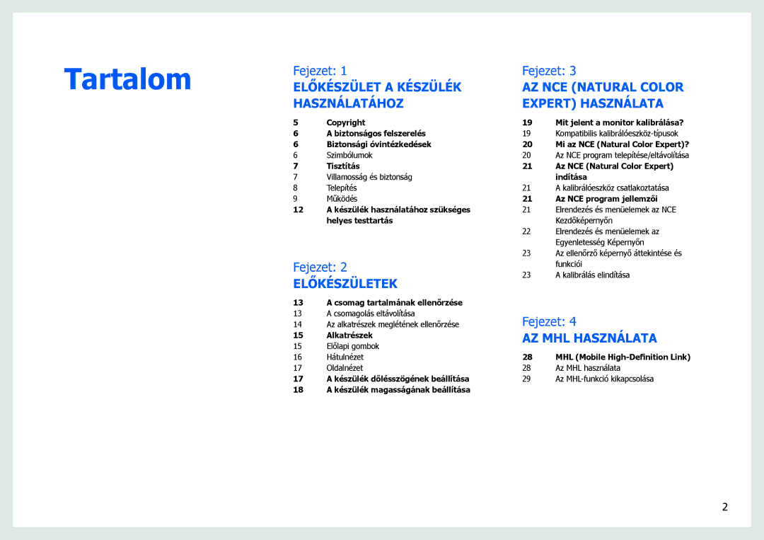 Samsung LS27B971DS/EN, LS27B970DS/EN manual Tartalom 