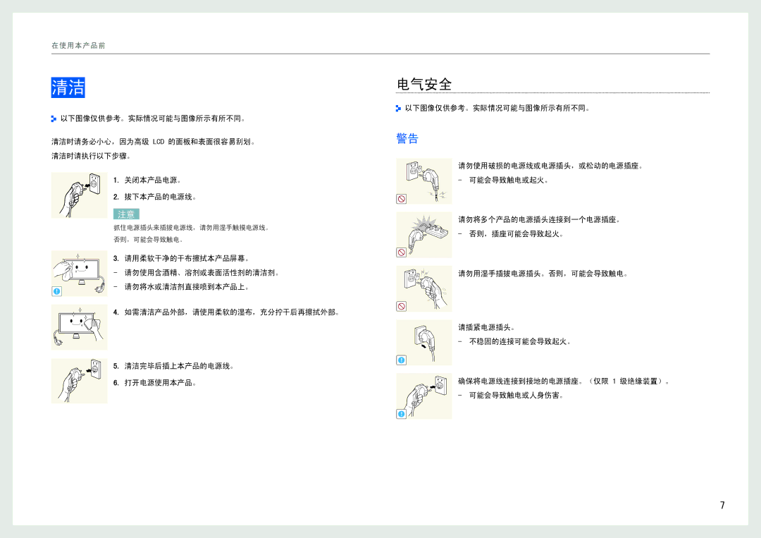 Samsung LS27B970DS/EN, LS27B971DS/EN manual 电气安全 