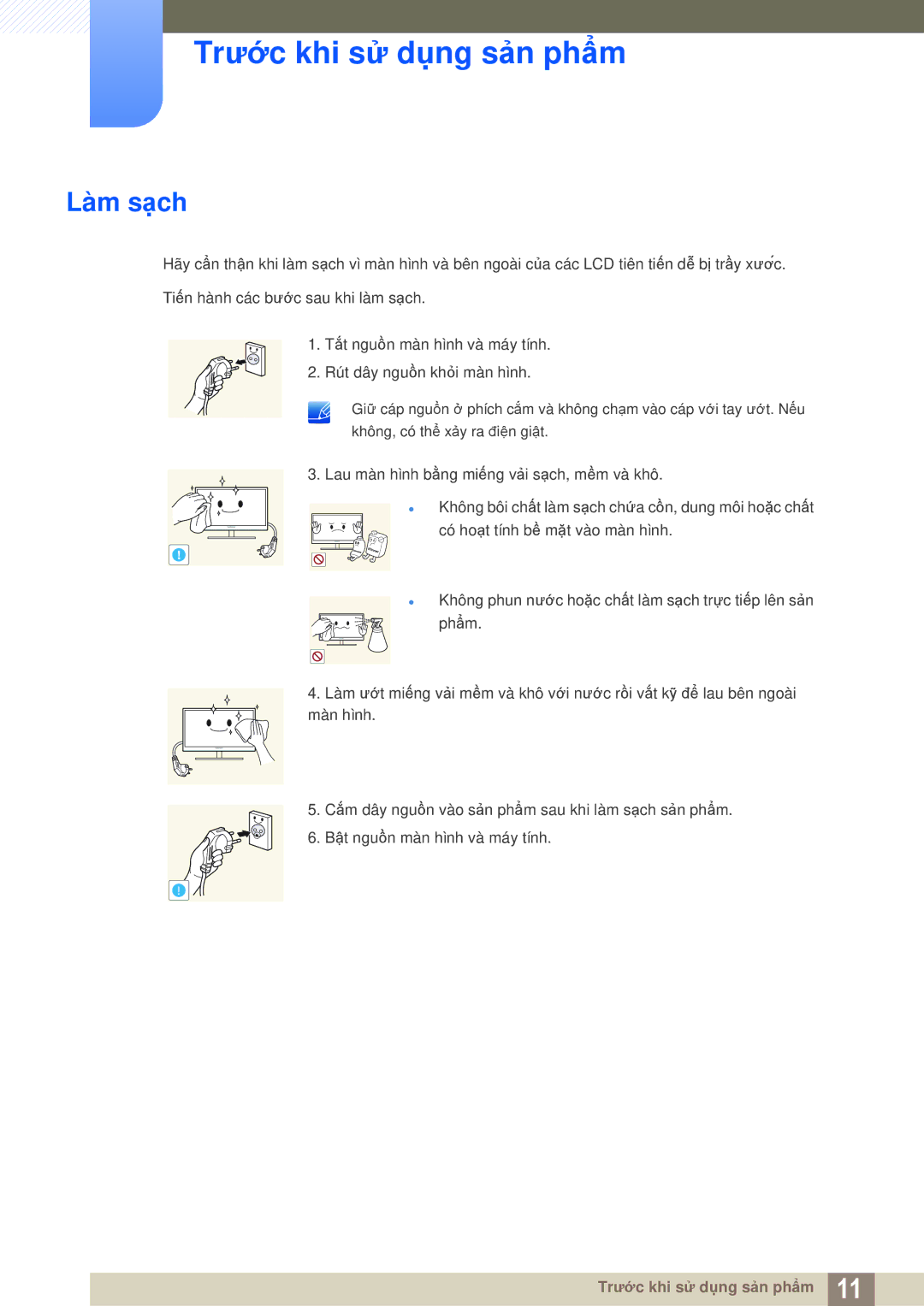 Samsung LS22D300NY/XV, LS27C350HS/XV, LS24C350HL/XV, LS23C350HSMXV manual Làm sạch 