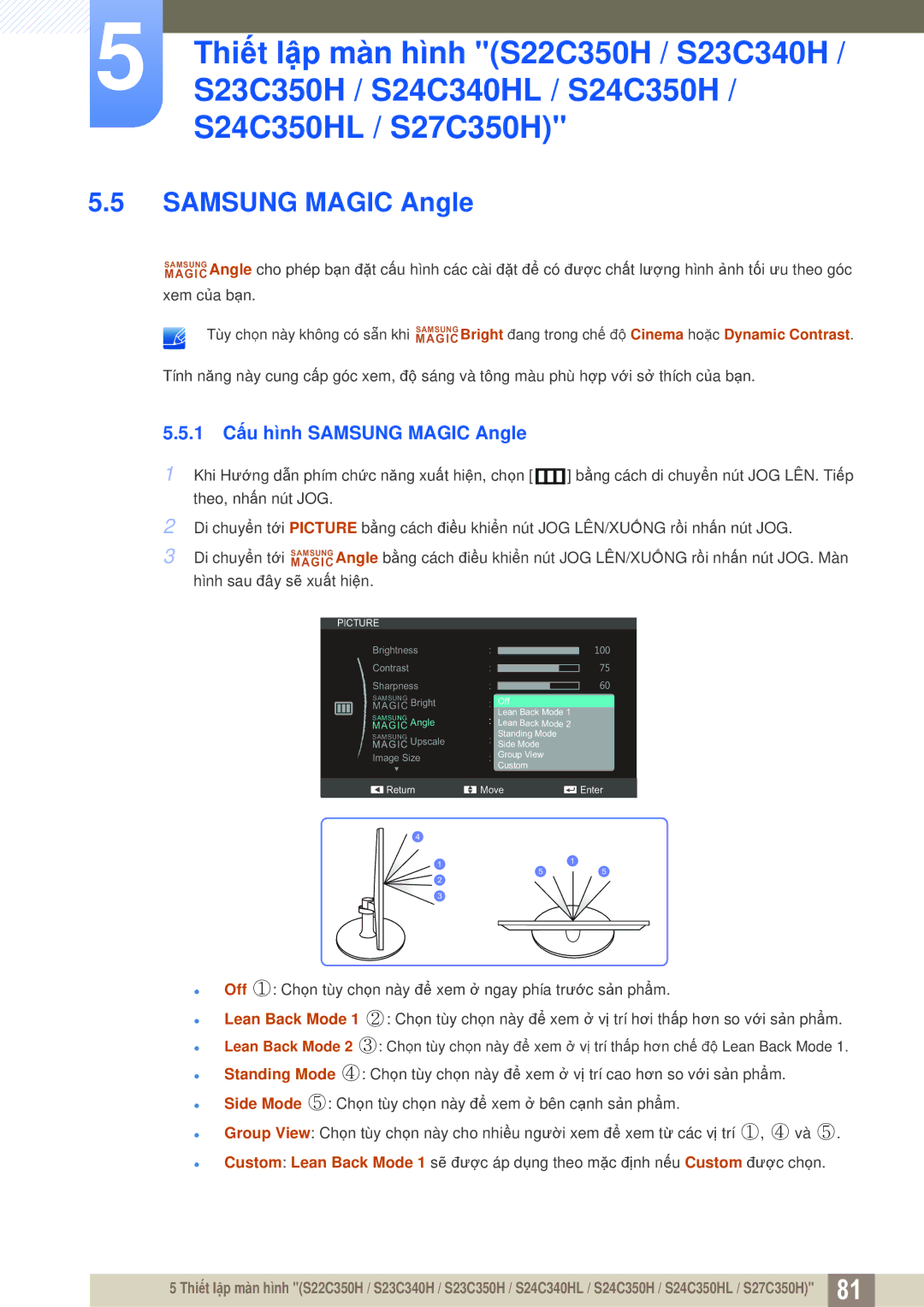 Samsung LS24C350HL/XV, LS27C350HS/XV, LS23C350HSMXV, LS22D300NY/XV manual Samsung Magic Angle 