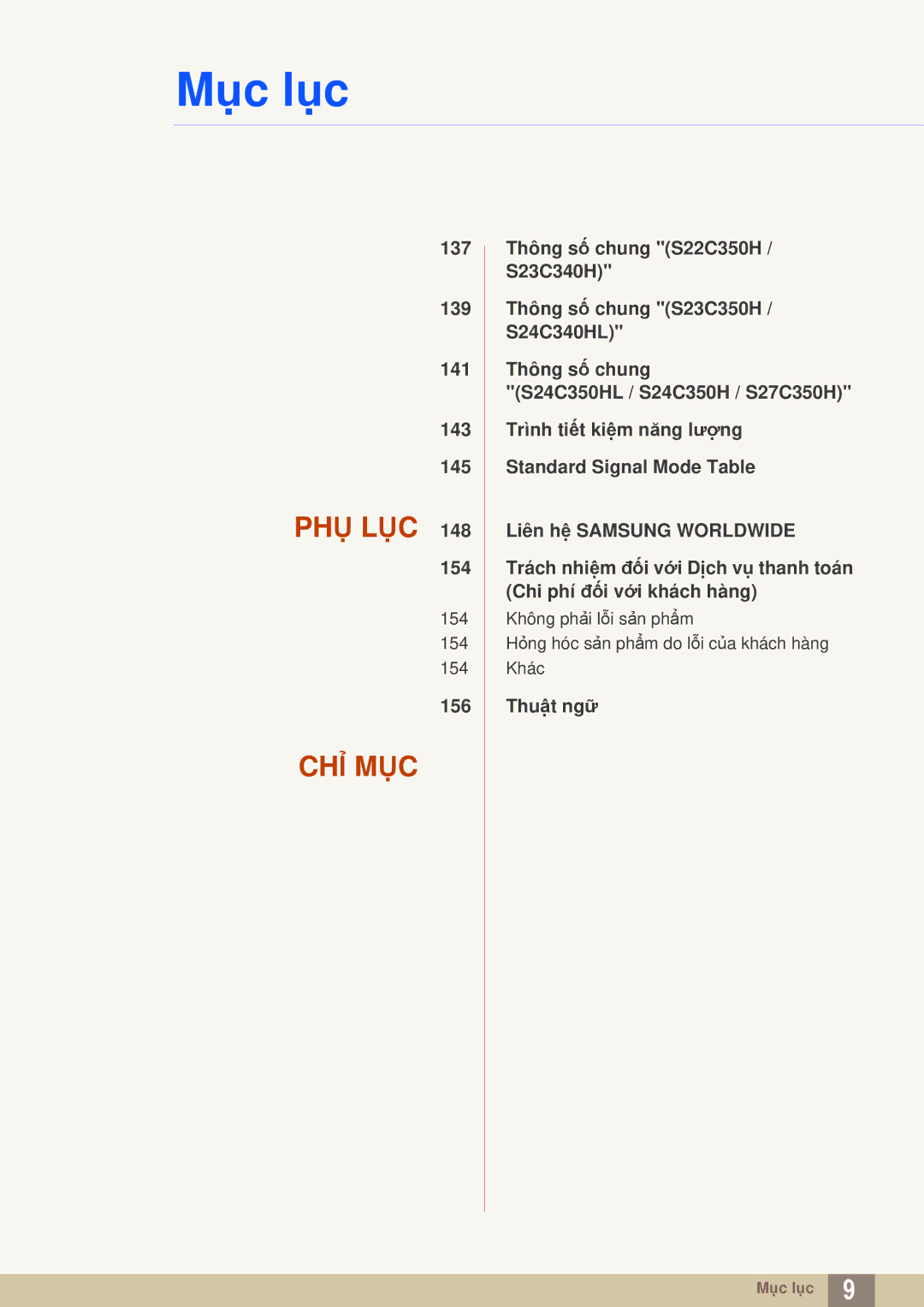 Samsung LS24C350HL/XV, LS27C350HS/XV, LS23C350HSMXV, LS22D300NY/XV manual Phụ Lục 