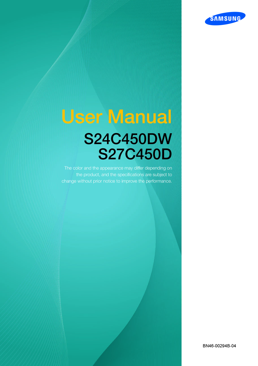 Samsung LS24C45UDW/EN, LS27C45UDS/EN, LS24C45UDW/CI, LS27C45UDS/CI manual S24C450DW S27C450D 