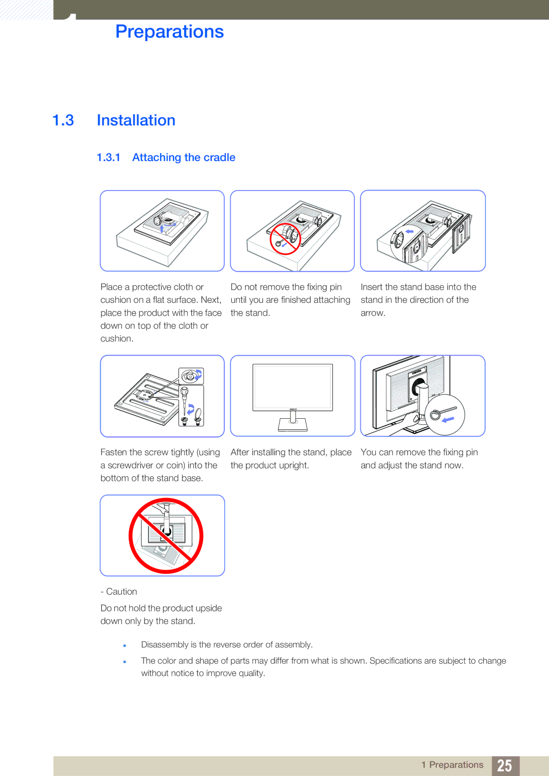 Samsung LS24C45UDW/EN, LS27C45UDS/EN, LS24C45UDW/CI, LS27C45UDS/CI manual Installation, Attaching the cradle 