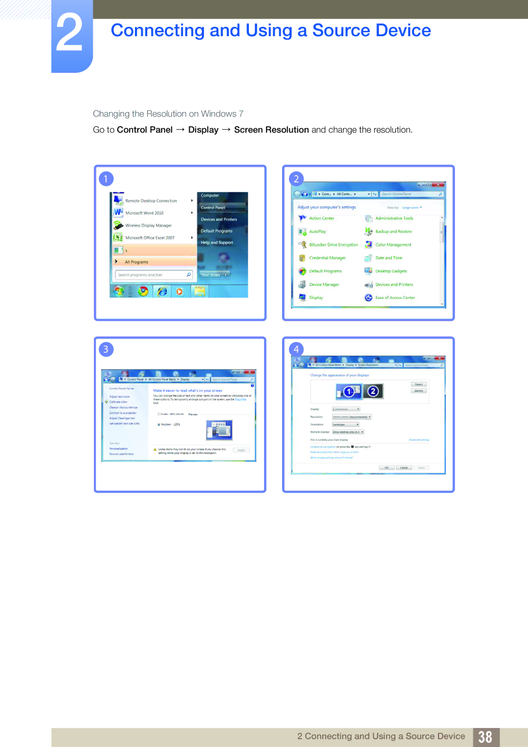 Samsung LS24C45UDW/CI, LS27C45UDS/EN, LS24C45UDW/EN, LS27C45UDS/CI manual Changing the Resolution on Windows 