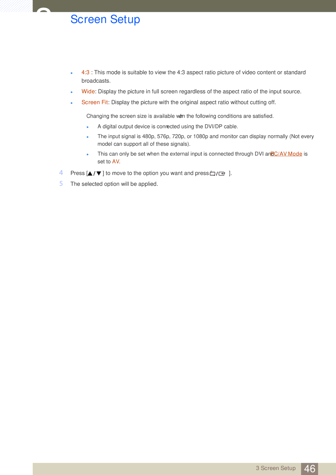 Samsung LS24C45UDW/CI, LS27C45UDS/EN, LS24C45UDW/EN, LS27C45UDS/CI manual Screen Setup 