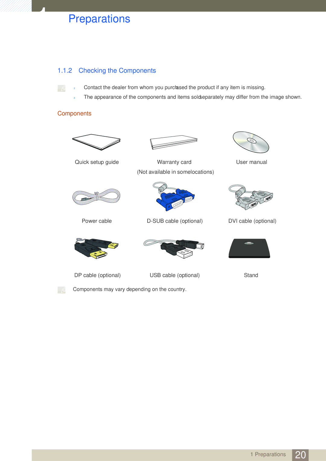 Samsung LS27C45UDS/EN, LS24C45UDW/EN, LS24C45UDW/CI, LS27C45UDS/CI manual Checking the Components 