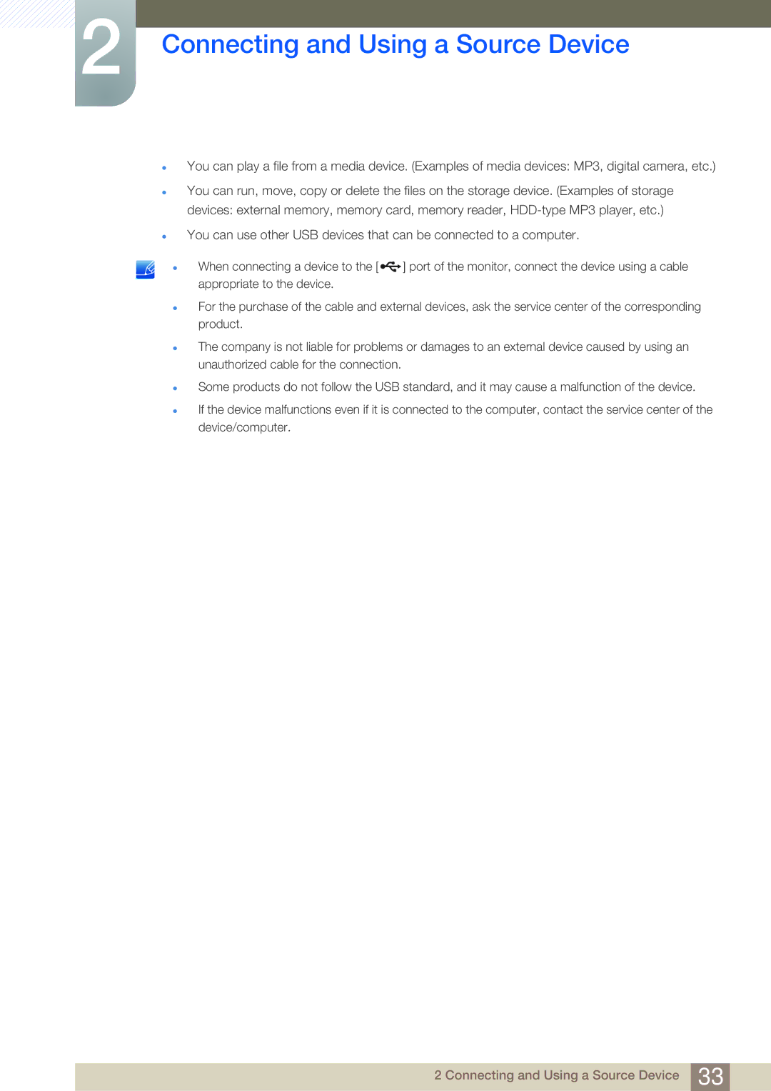 Samsung LS24C45UDW/EN, LS27C45UDS/EN, LS24C45UDW/CI, LS27C45UDS/CI manual Connecting and Using a Source Device 