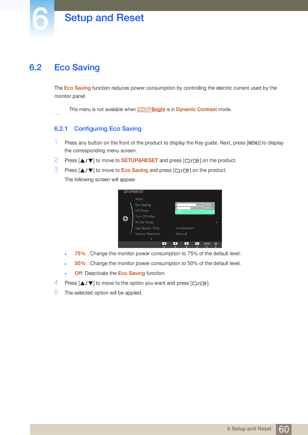 Samsung LS27C45UDS/EN, LS24C45UDW/EN, LS24C45UDW/CI, LS27C45UDS/CI manual Configuring Eco Saving 