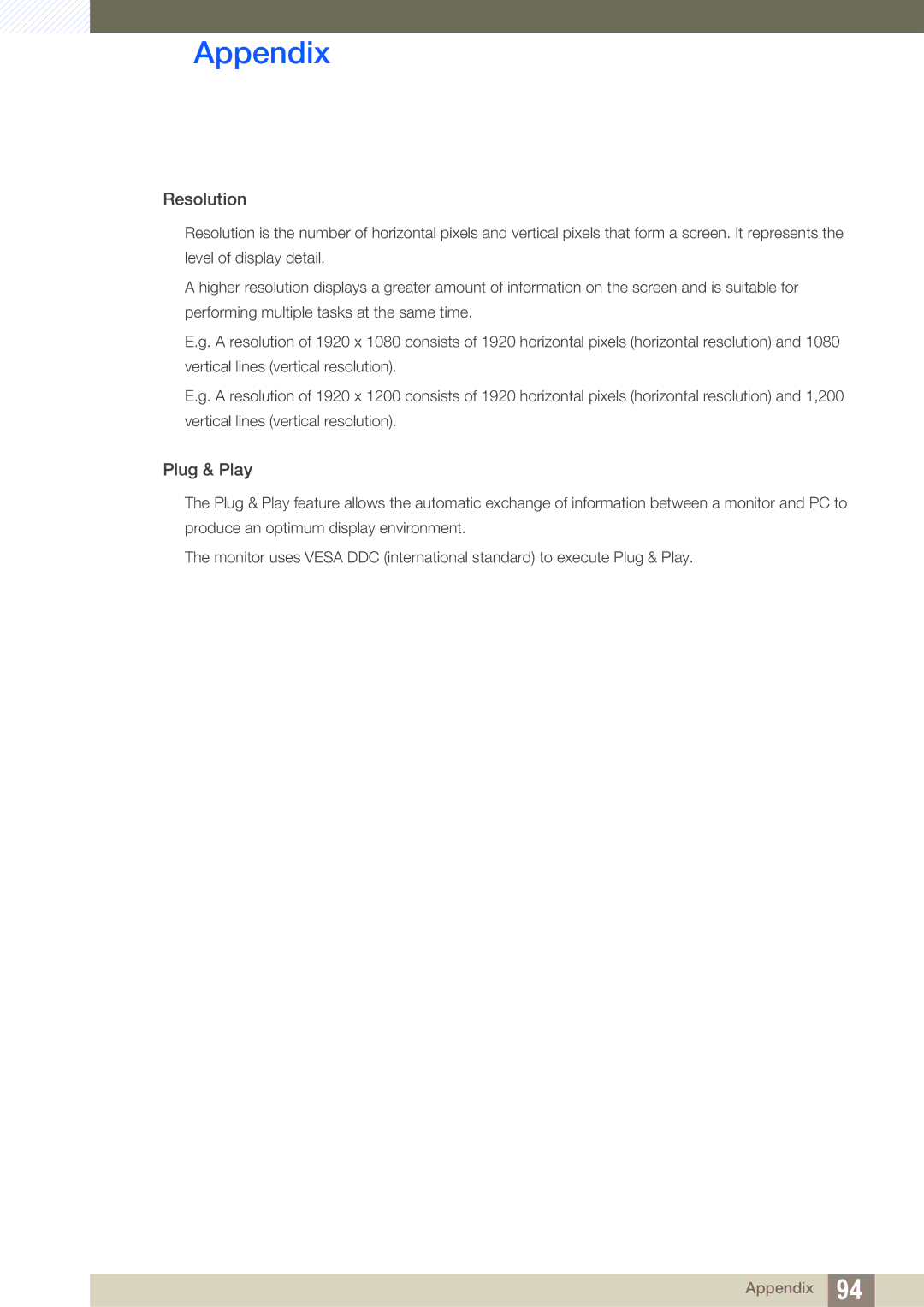 Samsung LS24C45UDW/CI, LS27C45UDS/EN, LS24C45UDW/EN, LS27C45UDS/CI manual Resolution 