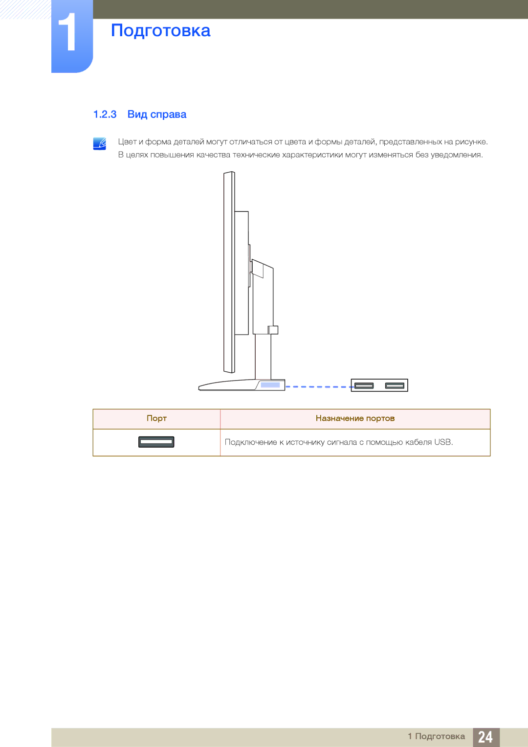 Samsung LS27C45UDS/EN, LS24C45UDW/EN, LS24C45UDW/CI, LS27C45UDS/CI manual 3 Вид справа 