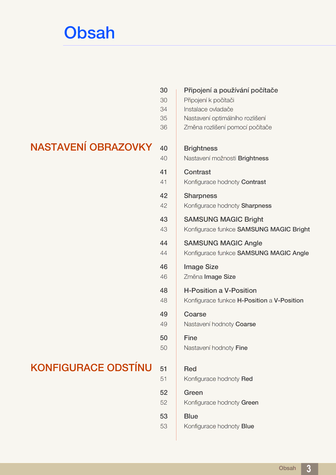 Samsung LS24C45UDW/EN, LS27C45UDS/EN manual Nastavení Obrazovky Konfigurace Odstínu 