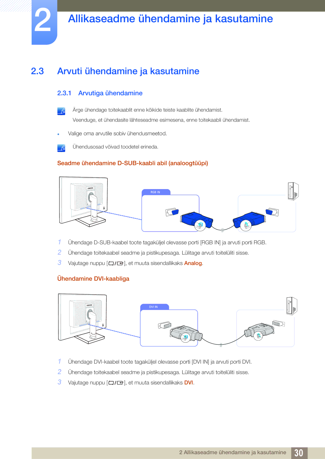 Samsung LS27C45UDS/EN, LS24C45UDW/EN manual Arvuti ühendamine ja kasutamine, Arvutiga ühendamine 