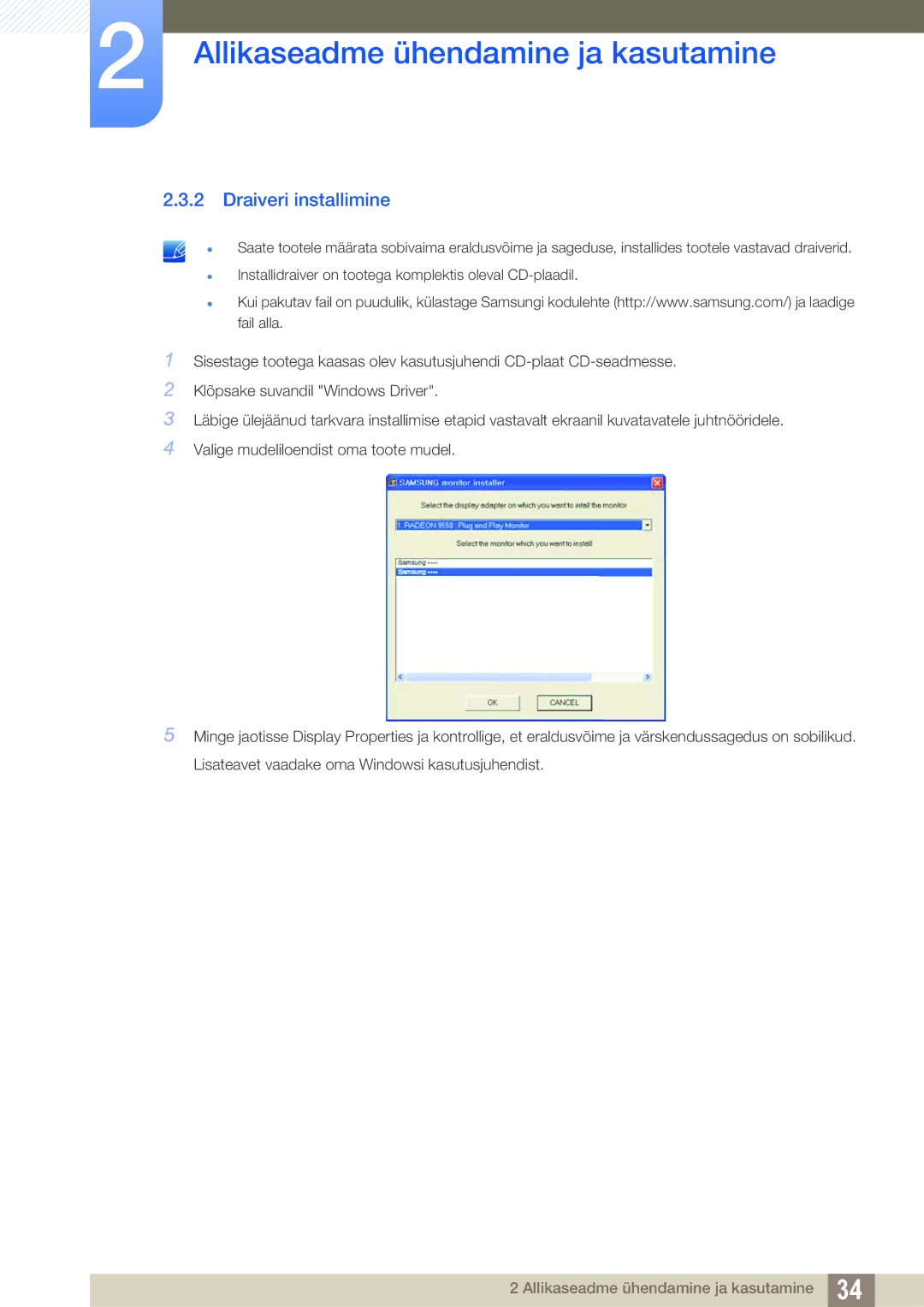 Samsung LS27C45UDS/EN, LS24C45UDW/EN manual Draiveri installimine 