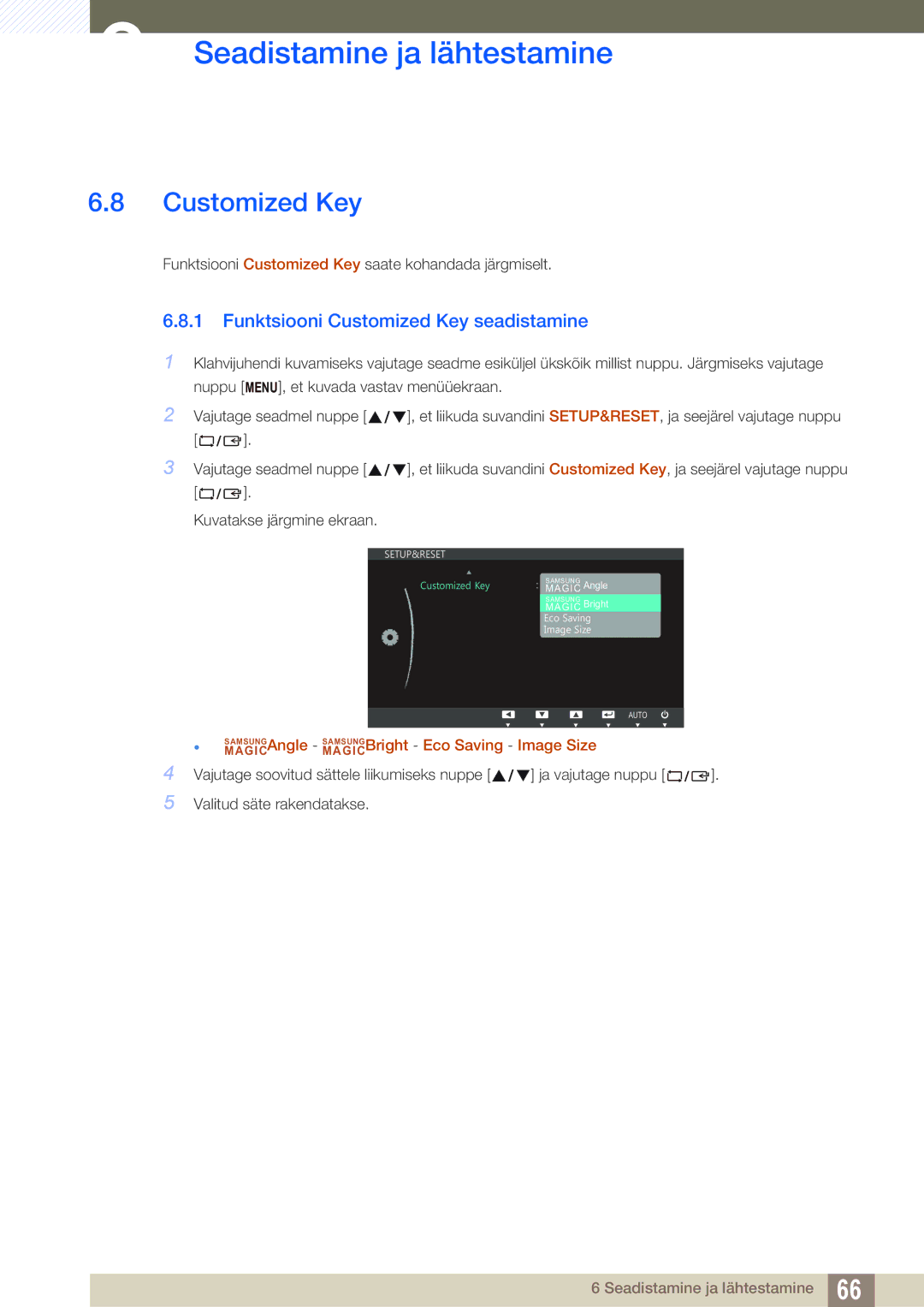 Samsung LS27C45UDS/EN, LS24C45UDW/EN manual Funktsiooni Customized Key seadistamine 