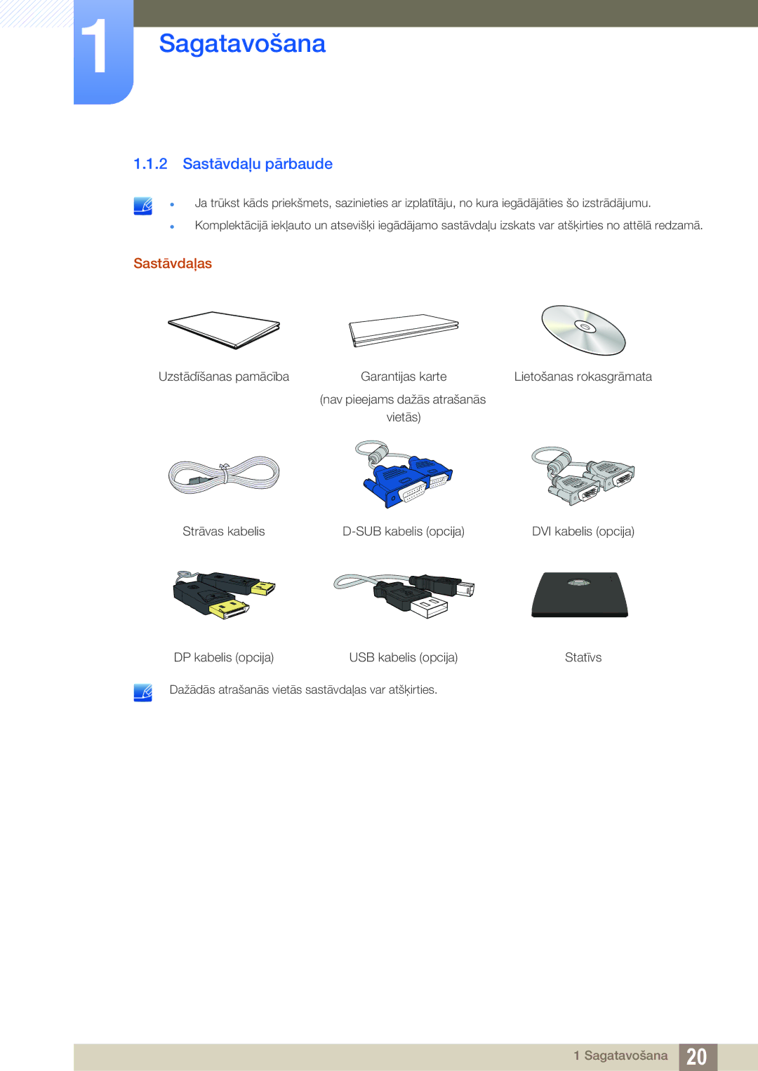 Samsung LS27C45UDS/EN, LS24C45UDW/EN manual Sastāvdaļu pārbaude, Sastāvdaļas 