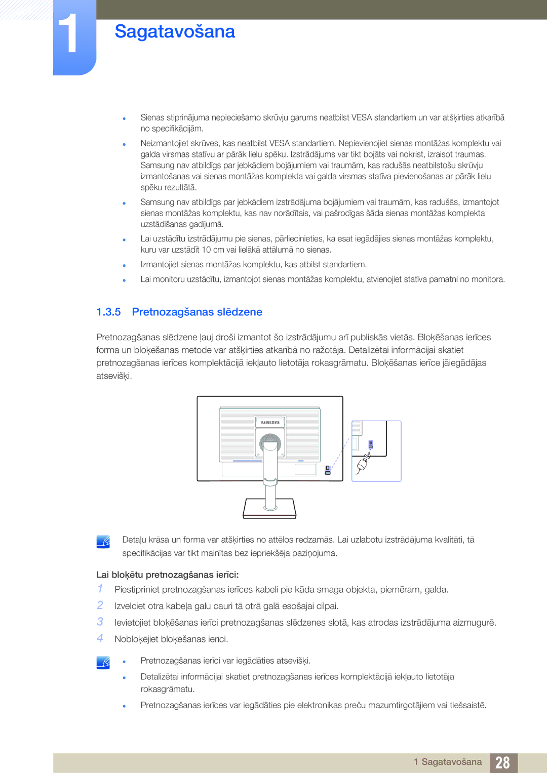 Samsung LS27C45UDS/EN, LS24C45UDW/EN manual Pretnozagšanas slēdzene 