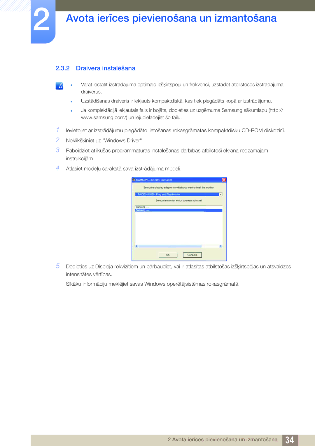 Samsung LS27C45UDS/EN, LS24C45UDW/EN manual Draivera instalēšana 