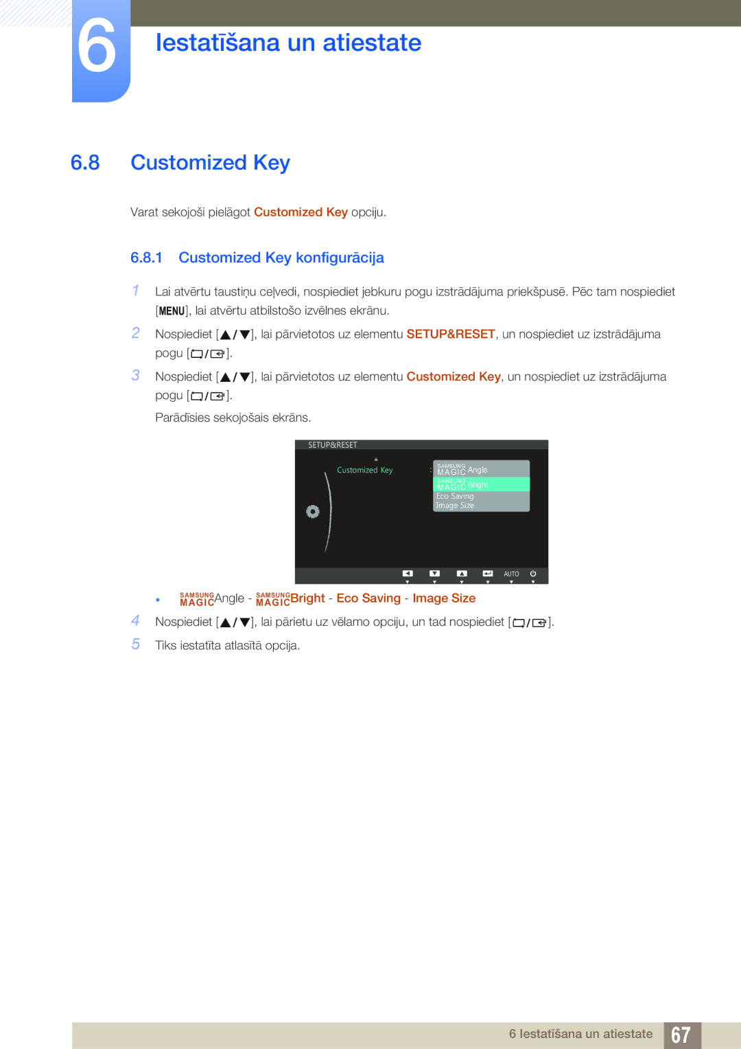 Samsung LS24C45UDW/EN, LS27C45UDS/EN manual Customized Key konfigurācija 