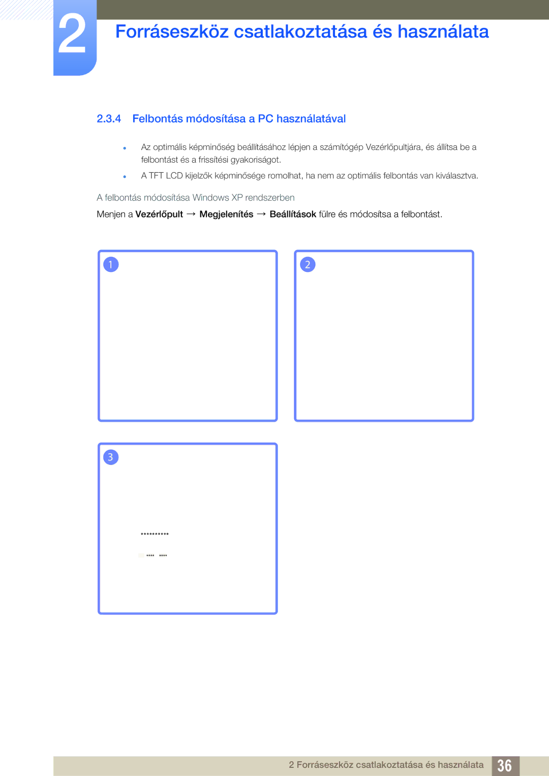 Samsung LS27C45UDS/EN, LS24C45UDW/EN manual Felbontás módosítása a PC használatával 