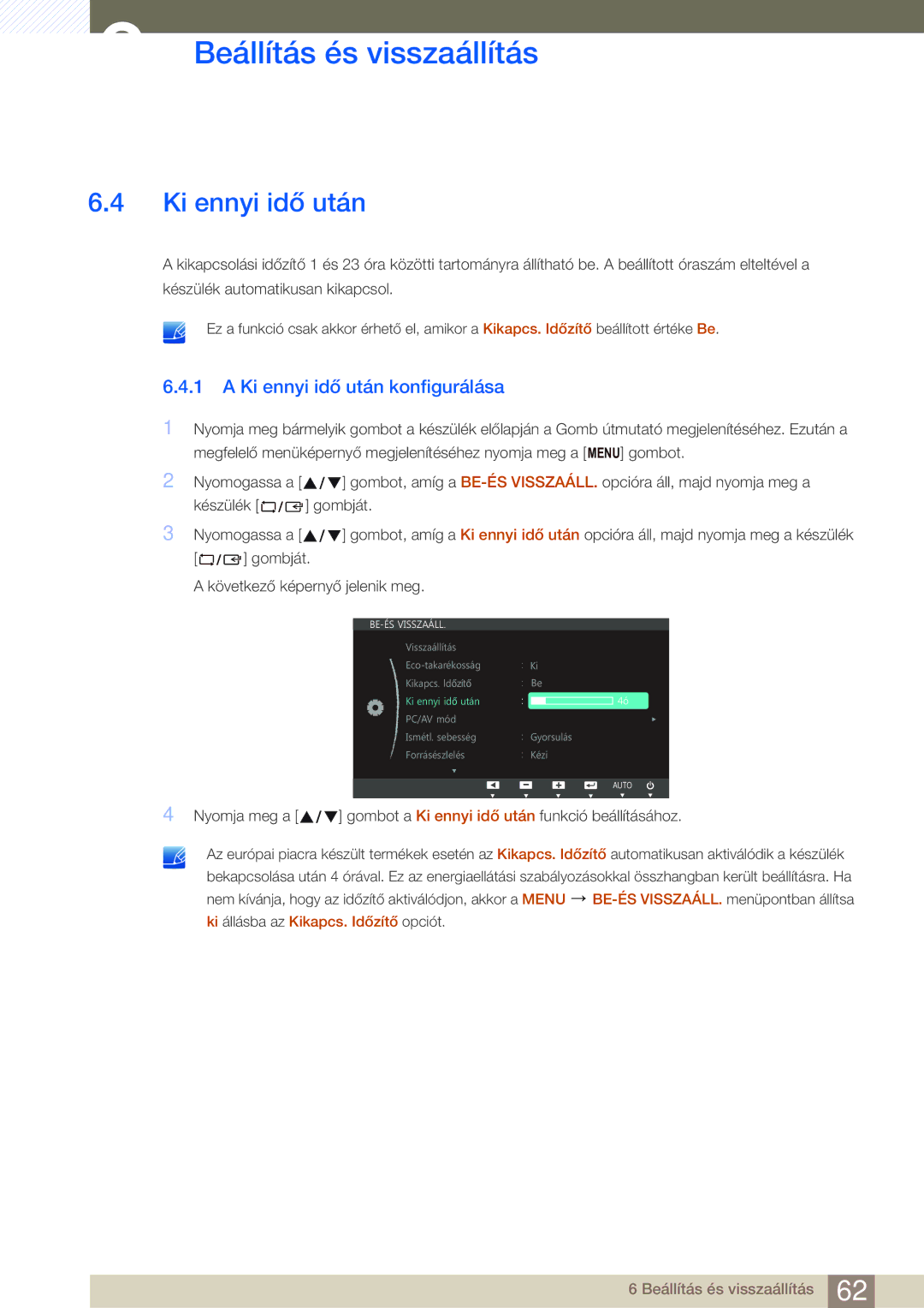 Samsung LS27C45UDS/EN, LS24C45UDW/EN manual Ki ennyi idő után konfigurálása 