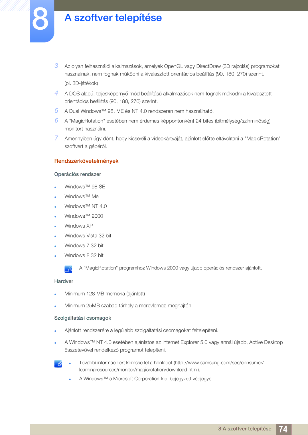 Samsung LS27C45UDS/EN, LS24C45UDW/EN manual Szolgáltatási csomagok 