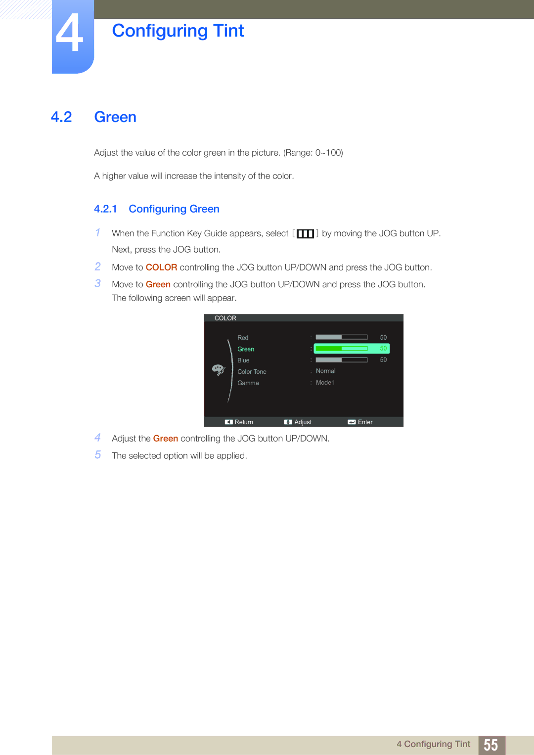 Samsung LS27C750PS/ZR, LS27C570HS/EN, LS24C750PS/EN, LS22C570HS/EN, LS27C750PS/EN, LS24C570HL/EN manual Configuring Green 