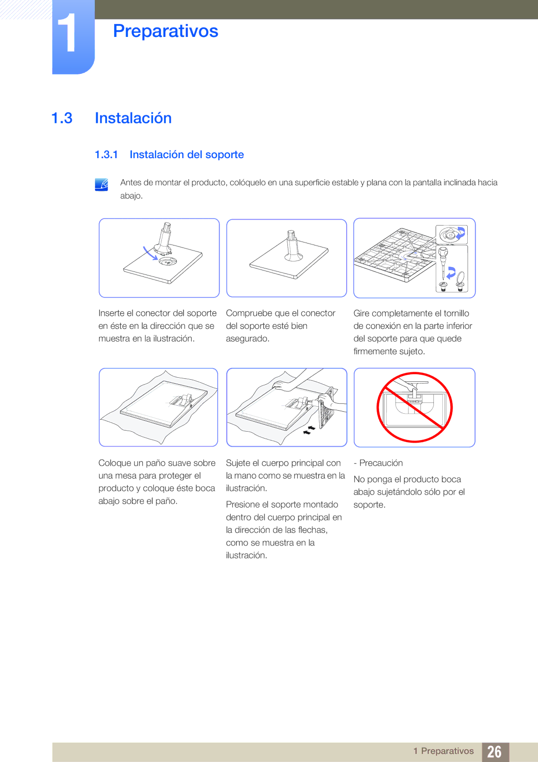 Samsung LS24C750PS/EN, LS27C570HS/EN, LS27C750PS/EN, LS24C570HL/EN, LS23C570HS/EN manual Instalación del soporte 