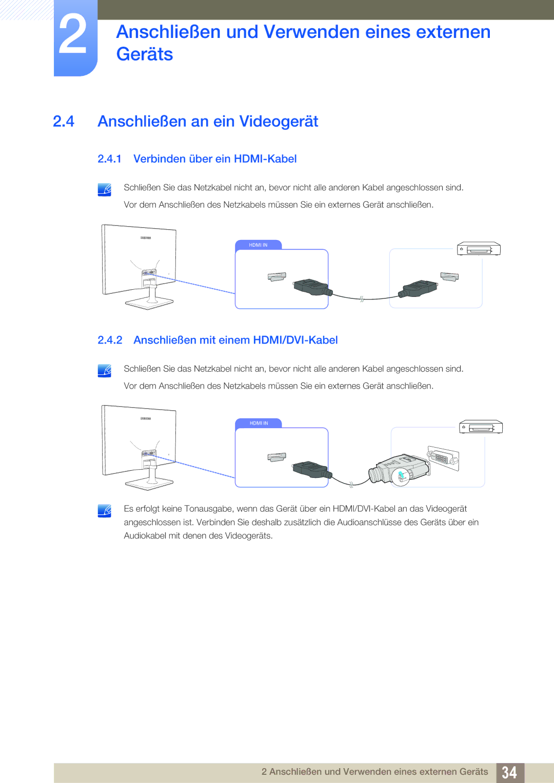 Samsung LS27C590HS/EN manual Anschließen an ein Videogerät 