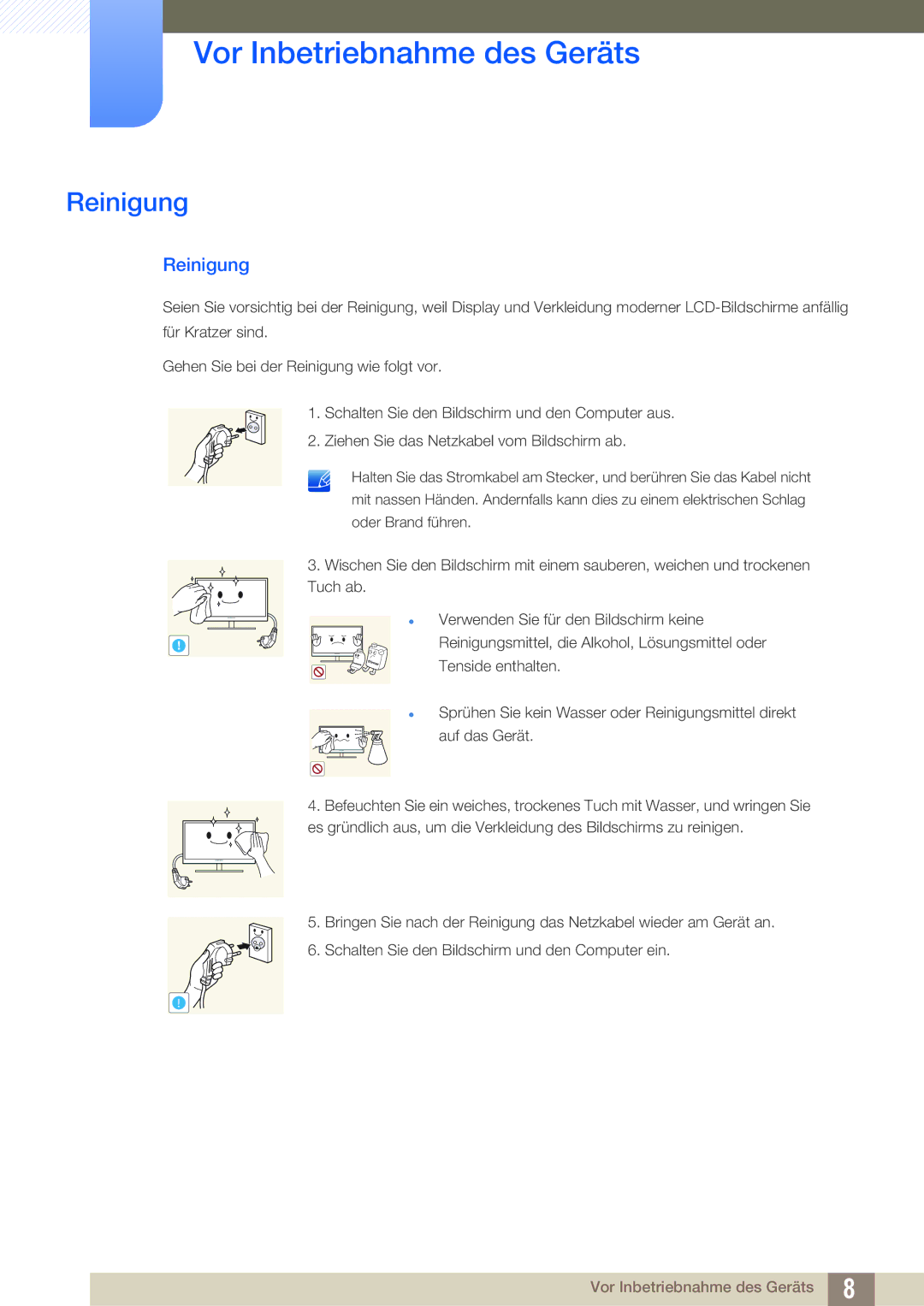 Samsung LS27C590HS/EN manual Reinigung 