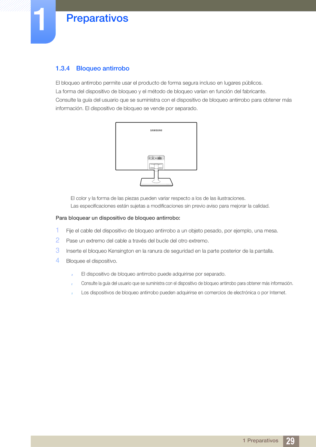 Samsung LS27C590HS/EN manual Bloqueo antirrobo 