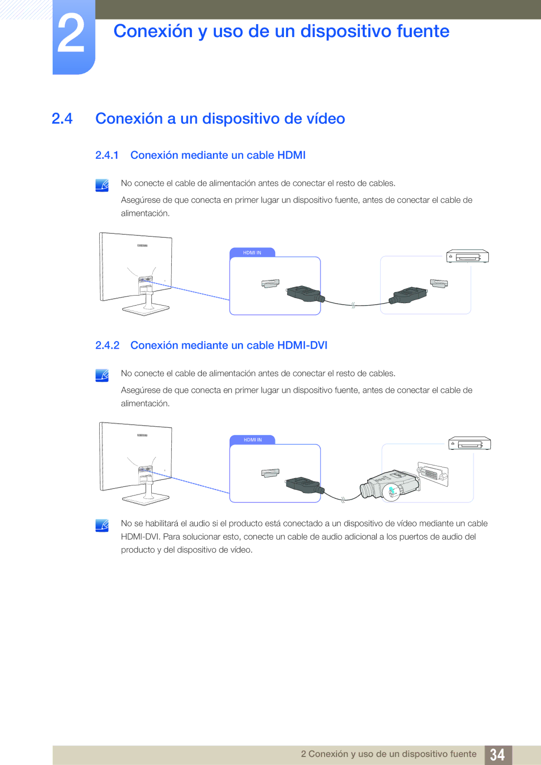 Samsung LS27C590HS/EN manual Conexión a un dispositivo de vídeo 