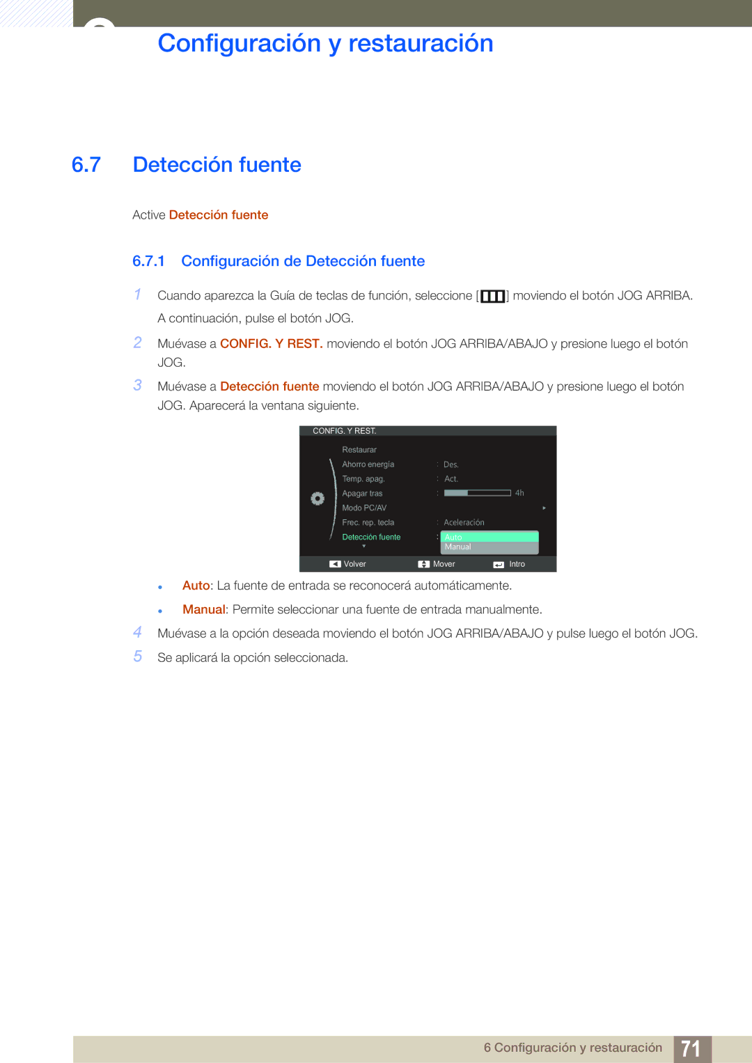 Samsung LS27C590HS/EN manual Configuración de Detección fuente 