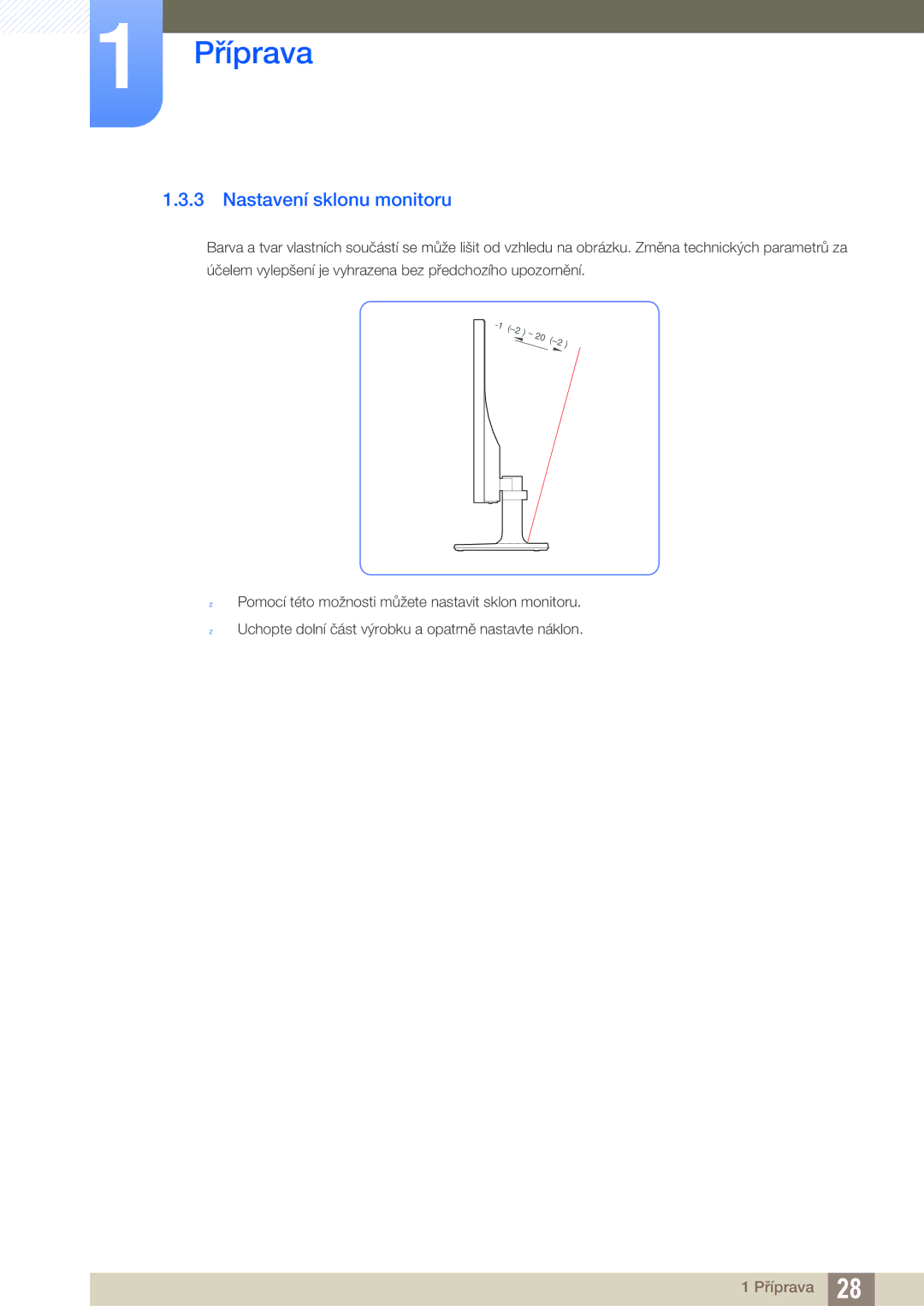 Samsung LS27C590HS/EN manual Nastavení sklonu monitoru 