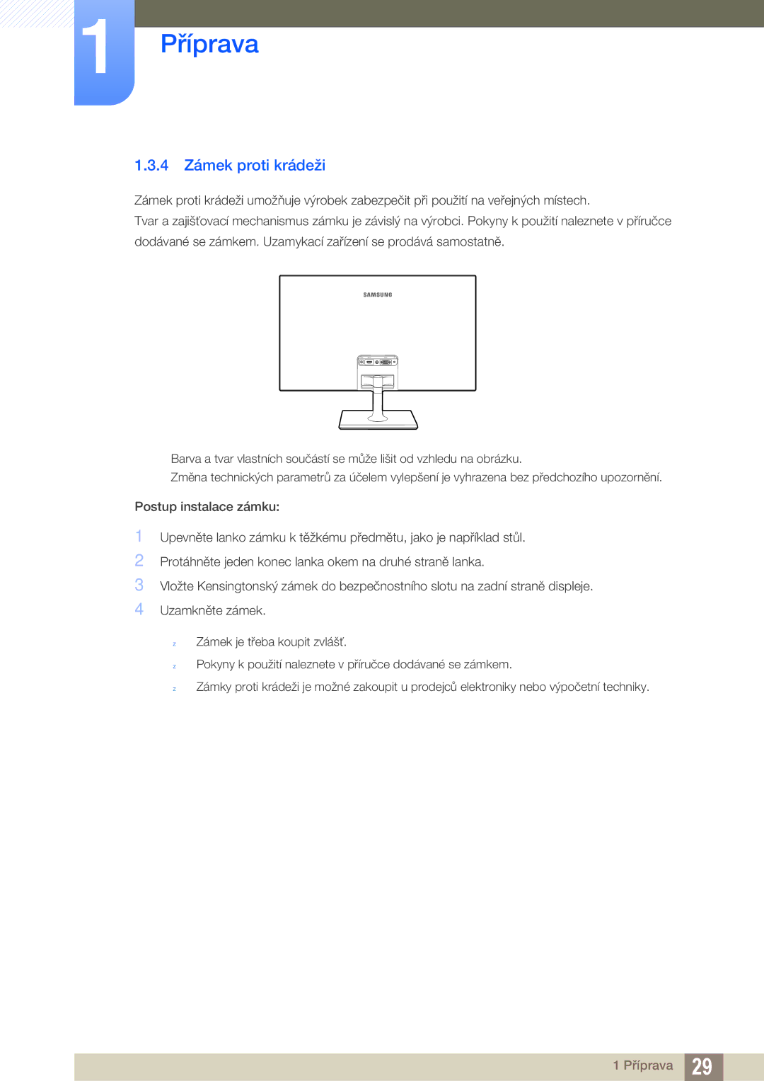 Samsung LS27C590HS/EN manual 4 Zámek proti krádeži 