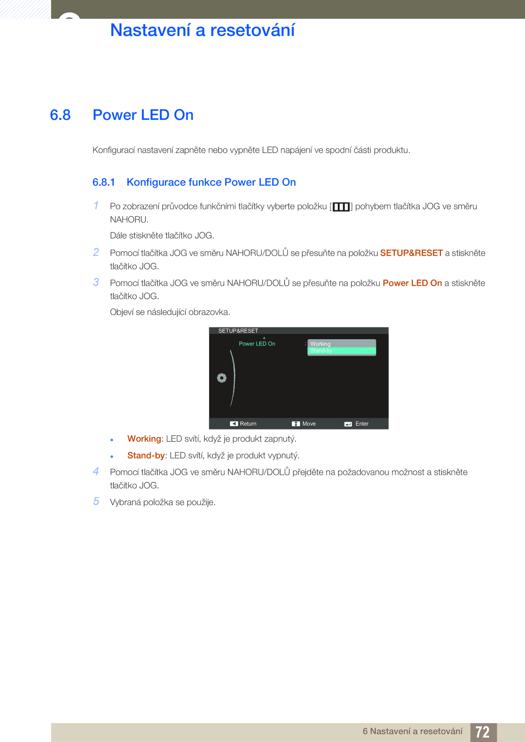 Samsung LS27C590HS/EN manual Konfigurace funkce Power LED On 