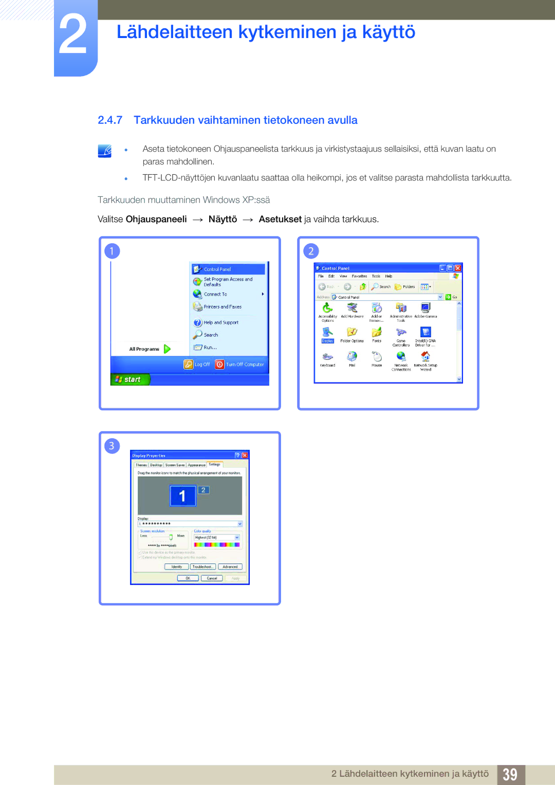 Samsung LS27C590HS/EN manual Tarkkuuden vaihtaminen tietokoneen avulla 