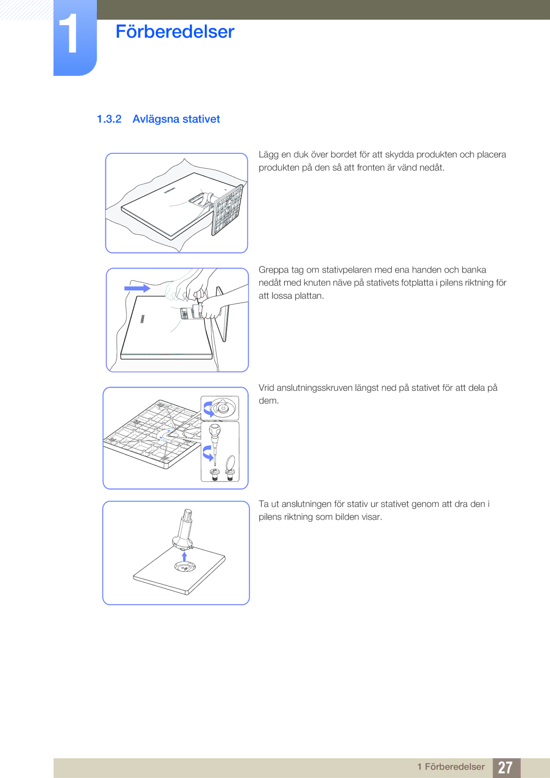 Samsung LS27C590HS/EN manual 2 Avlägsna stativet 