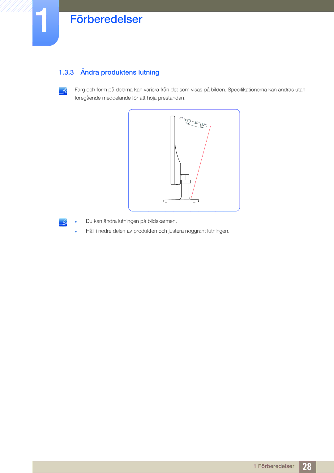 Samsung LS27C590HS/EN manual 3 Ändra produktens lutning 