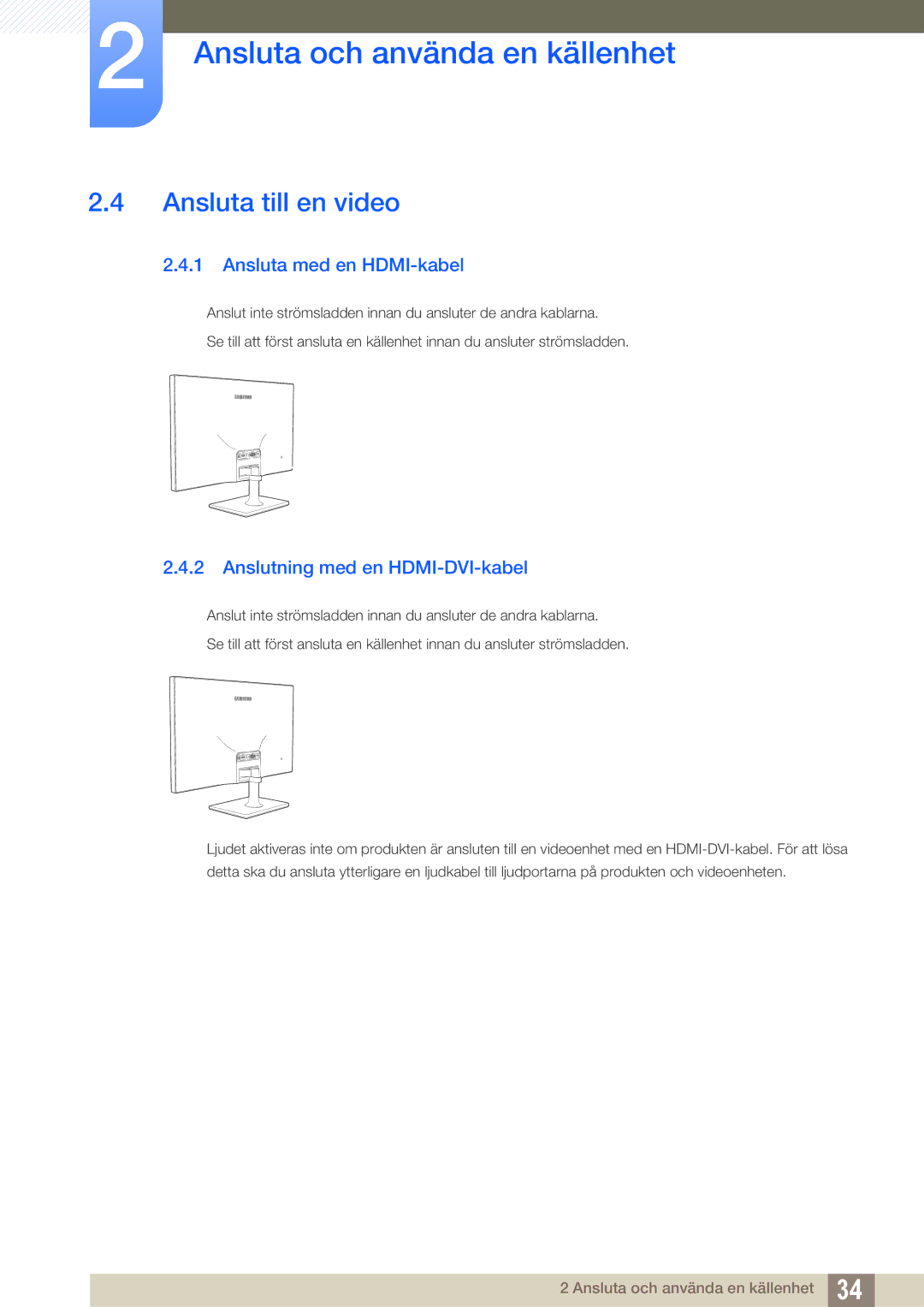 Samsung LS27C590HS/EN manual Ansluta till en video 