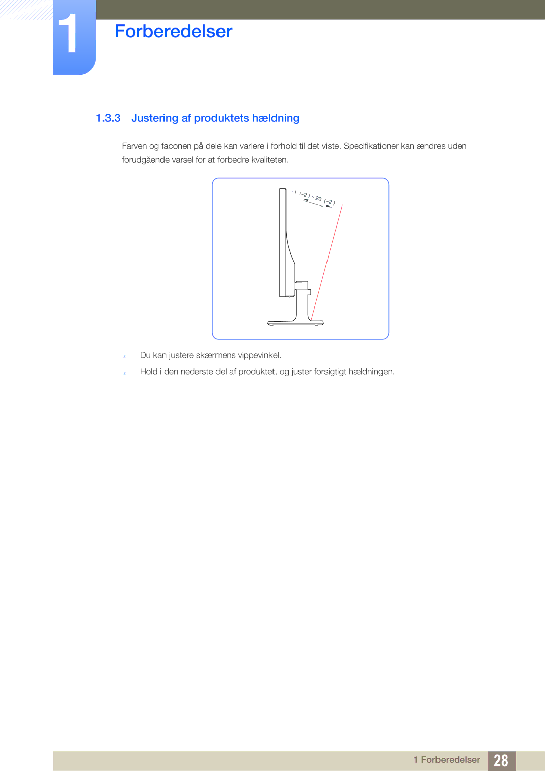 Samsung LS27C590HS/EN manual Justering af produktets hældning 