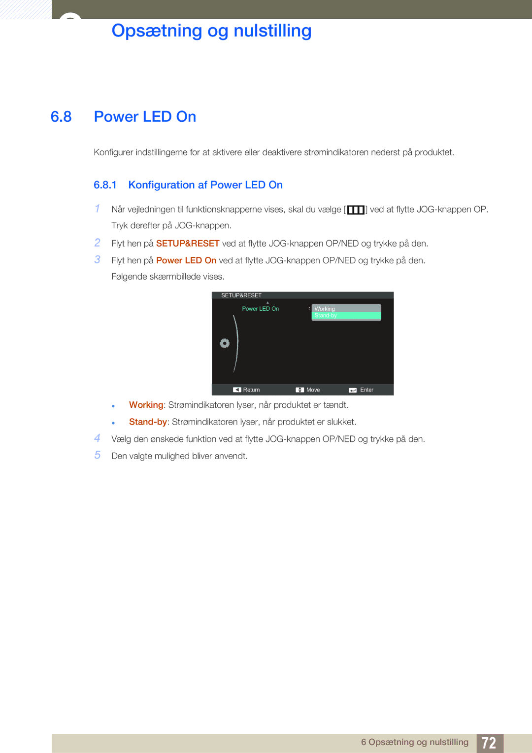 Samsung LS27C590HS/EN manual Konfiguration af Power LED On 