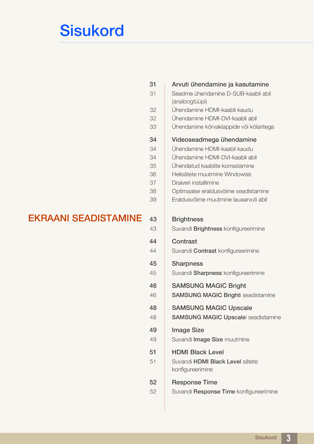 Samsung LS27C590HS/EN manual Ekraani Seadistamine 