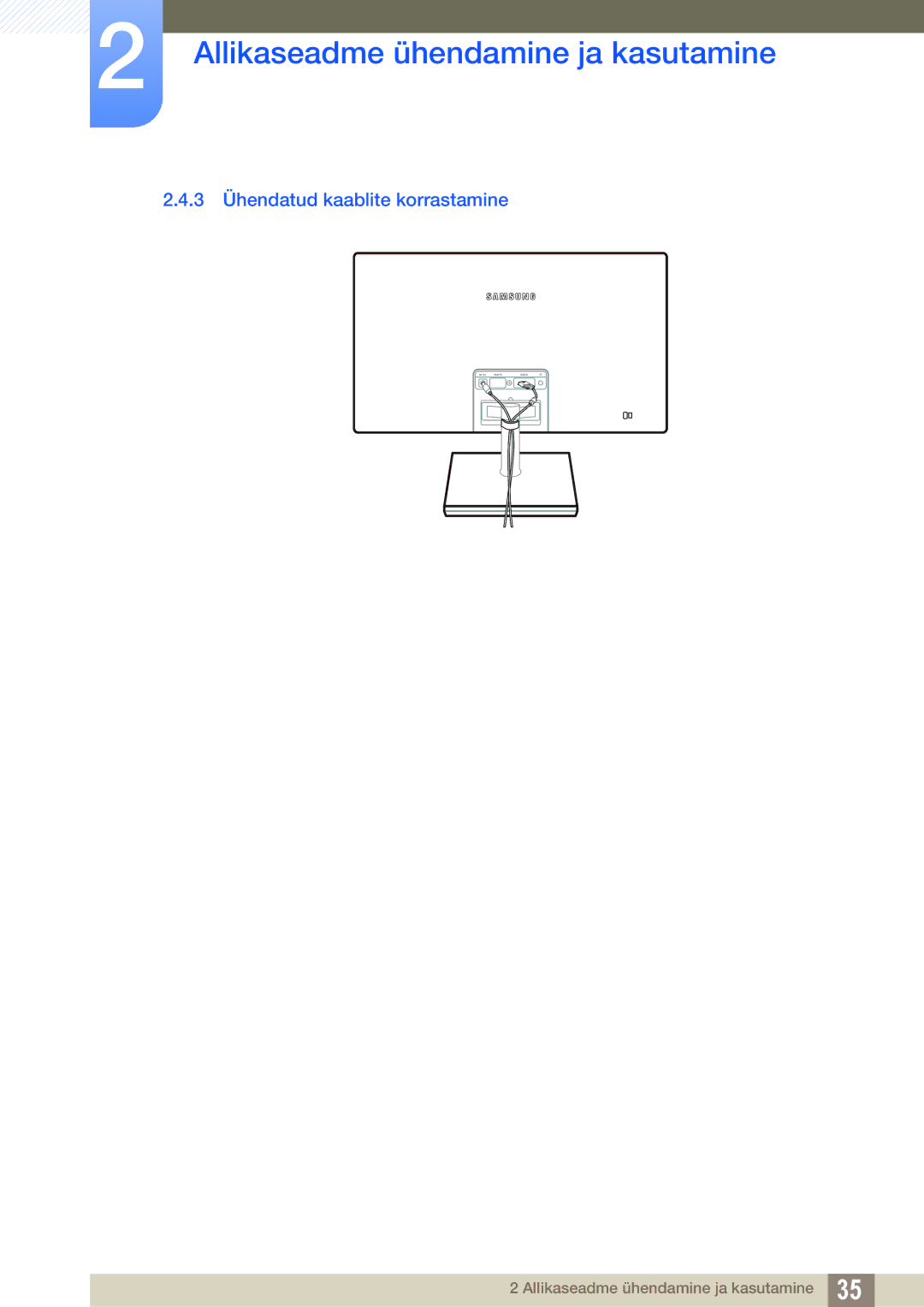 Samsung LS27C590HS/EN manual 3 Ühendatud kaablite korrastamine 