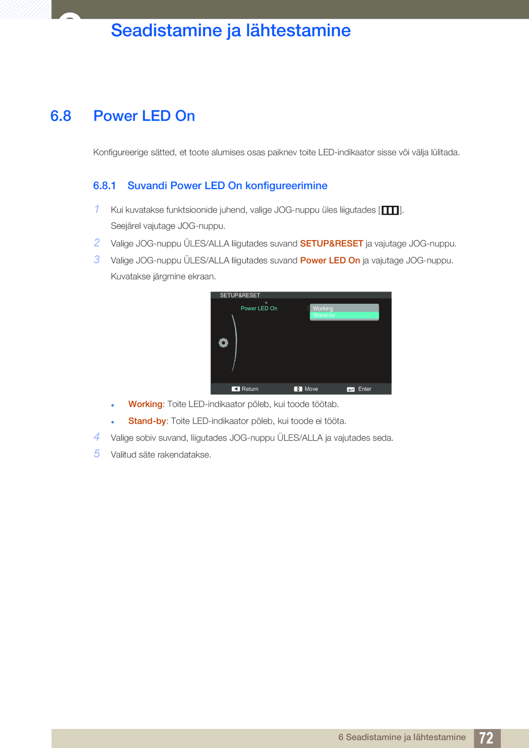 Samsung LS27C590HS/EN manual Suvandi Power LED On konfigureerimine 