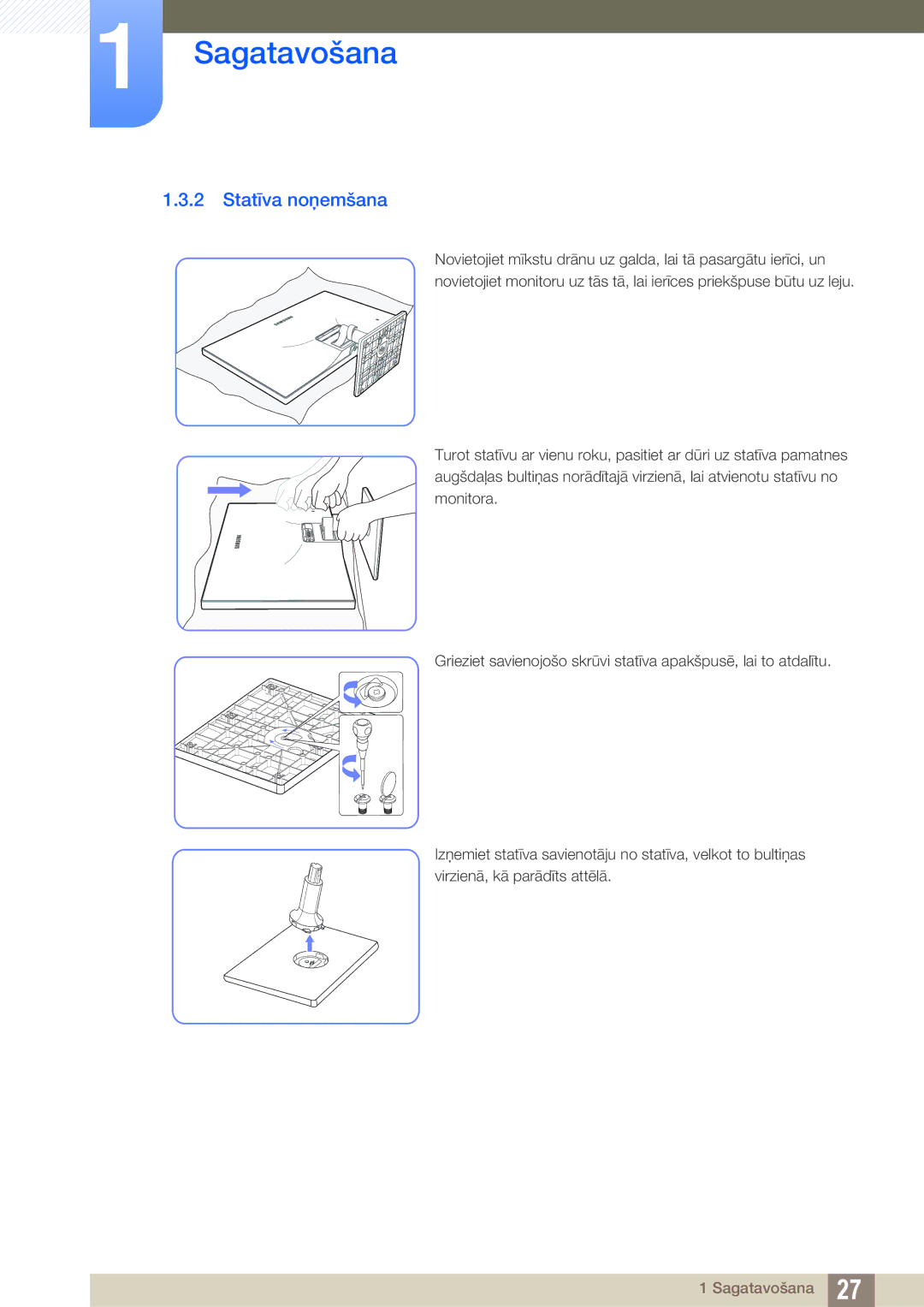 Samsung LS27C590HS/EN manual Statīva noņemšana 