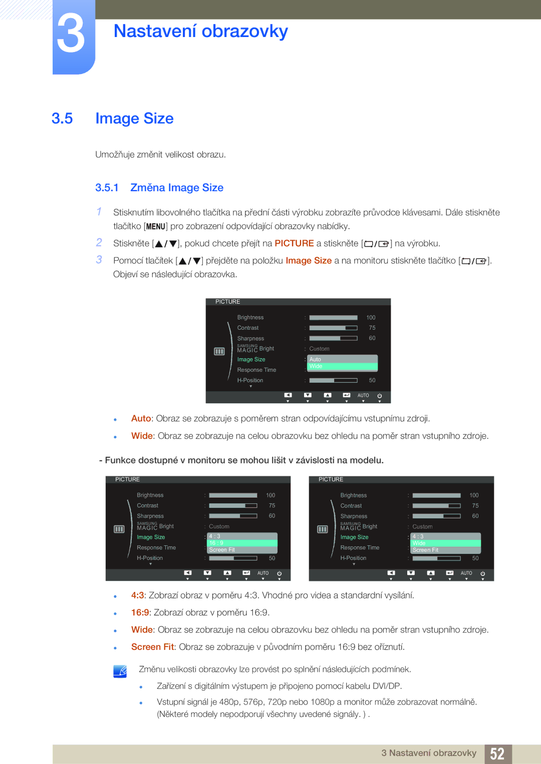 Samsung LS24C65UXWF/EN, LS27C65UXS/EN, LS24C65KMWG/EN, LS24C65KBWV/EN, LS24C65UDW/EN manual 1 Změna Image Size 